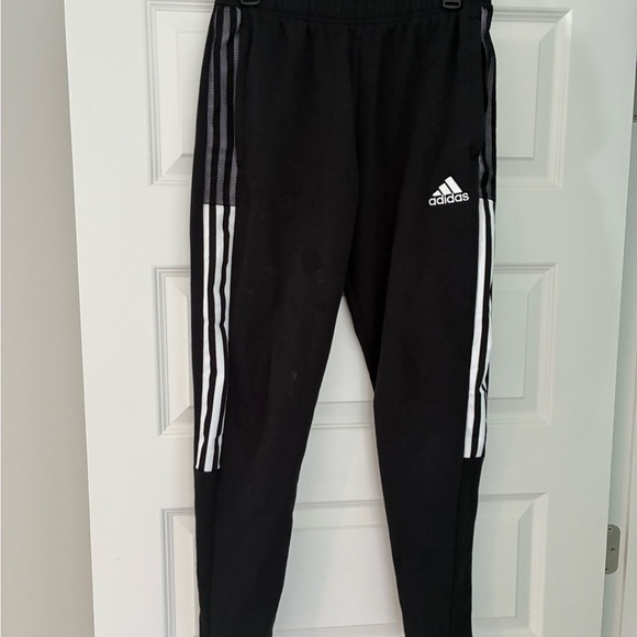Adidas Black and White Sweatpants with Tapered Legs - Picture 1 of 4